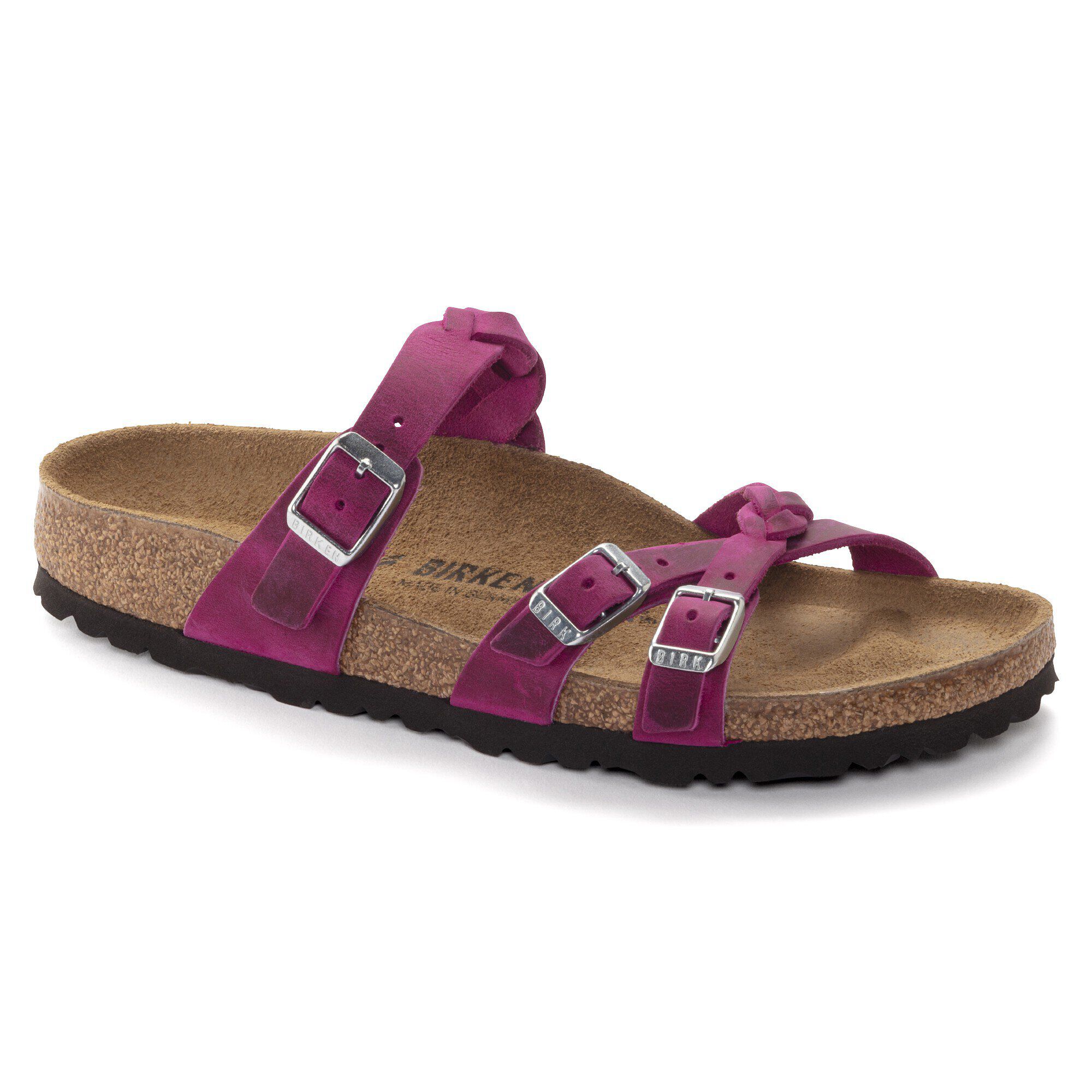 Franca Braided Oiled Leather Festival Fuchsia